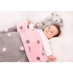 Zaffiro Grijs & Roze Gestipt 75 X 100 Cm Wiegdeken 15069 -Babyproducten Winkel 23506 groch rozszary 4 1