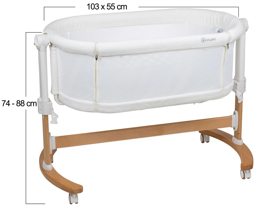 Babygo Amila Beige Creme Wieg Aan Bed 4151 6 Babygo Amila Beige Creme Wieg Aan Bed 4151 - Afbeelding 6