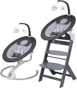 Babygo Homey Set Black/Grey Babyschommel En Kinderstoel 19012