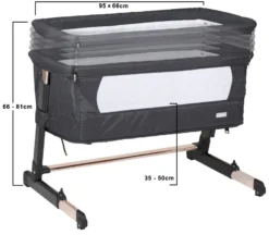 Babygo Together Zwart/Roségoud Wieg Aan Bed 4605 -Babyproducten Winkel babygo together zwart goud wieg aan bed 4605 1