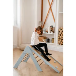 Luna Toys Blauw Houten Klimrek Met Glijbaan LU-36967 13 Luna Toys Blauw Houten Klimrek Met Glijbaan LU-36967 -Babyproducten Winkel blue 2