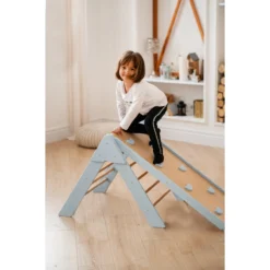 Luna Toys Blauw Houten Klimrek Met Glijbaan LU-36967 10 Luna Toys Blauw Houten Klimrek Met Glijbaan LU-36967 -Babyproducten Winkel blue 7