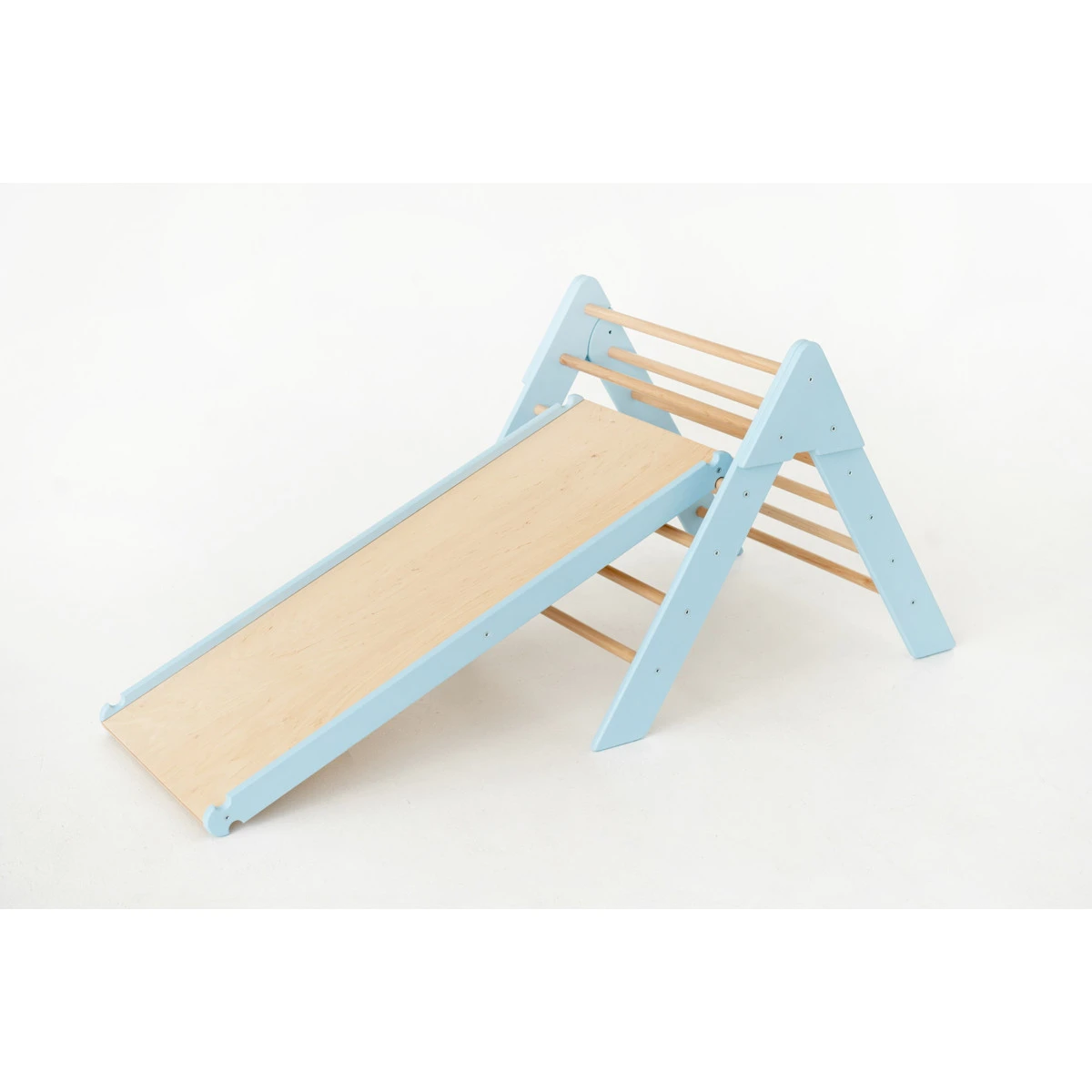 Luna Toys Blauw Houten Klimrek Met Glijbaan LU-36967 2 Luna Toys Blauw Houten Klimrek Met Glijbaan LU-36967 - Afbeelding 2