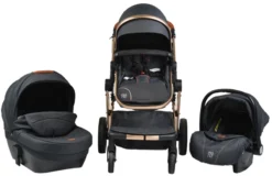 Cangaroo Polly Black 3-in-1 Combi Kinderwagen Incl. Autostoel