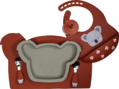 Tryco Koala Olive Gray Siliconen Bord TR-392817 -Babyproducten Winkel koala dark rust silicone collection 03 3