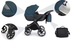 Kunert Talisman Black Flowers 2-in-1 Kinderwagen TA-01-BLACK -Babyproducten Winkel kunert talisman black green 2 in 1 kinderwagen ta 04 black 16