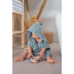 Label Label Silver Blue Badstof/Hydrofiel Badjas LLTT-934673 -Babyproducten Winkel lltt 934673 bath robe silver blue 01 1