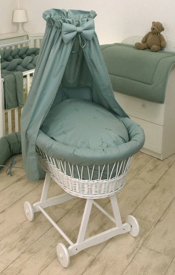 MamaLoes Pure Stonegreen Deluxe Wit Baby Wiegje 80635 1 MamaLoes Pure Stonegreen Deluxe Wit Baby Wiegje 80635