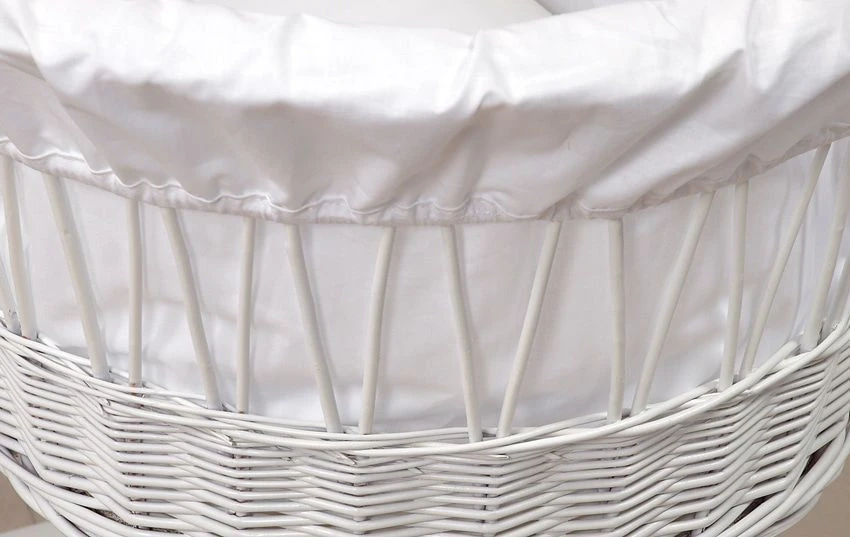 MamaLoes Rotan Wit Baby Wiegje 66755 3 MamaLoes Rotan Wit Baby Wiegje 66755 - Afbeelding 3