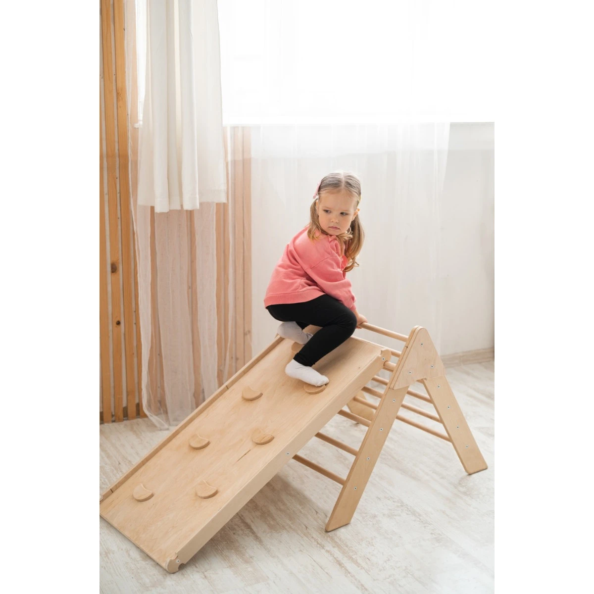Luna Toys Naturel Houten Klimrek Met Glijbaan LU-36950 7 Luna Toys Naturel Houten Klimrek Met Glijbaan LU-36950 - Afbeelding 7