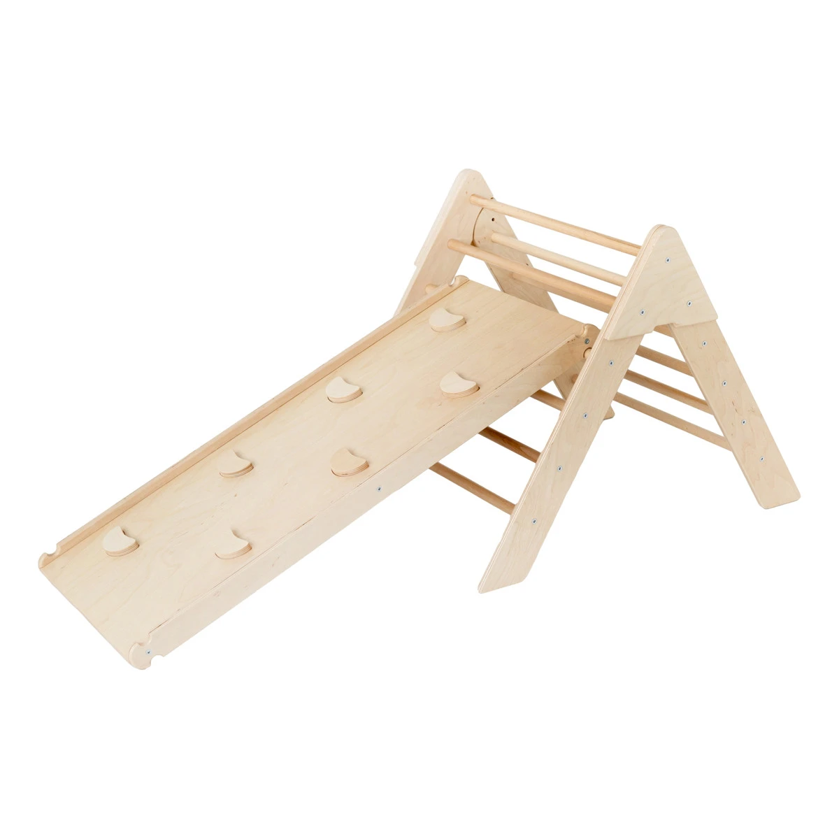 Luna Toys Naturel Houten Klimrek Met Glijbaan LU-36950 1 Luna Toys Naturel Houten Klimrek Met Glijbaan LU-36950