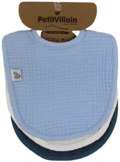 Petit Villain Hydrofiel Lichtblauw/Ecru/Marineblauw 3 Stuks Slabber -Babyproducten Winkel petit villain hydrofiel lichtblauw ecru marineblauw 3 stuks slabber 2