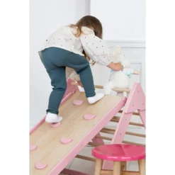 Luna Toys Roze Houten Klimrek Met Glijbaan LU-36974 -Babyproducten Winkel pink 7