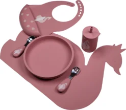 Tryco Dusty Rose Siliconen Bord TR-392818 -Babyproducten Winkel swan dusty rose silicone collection 02 3